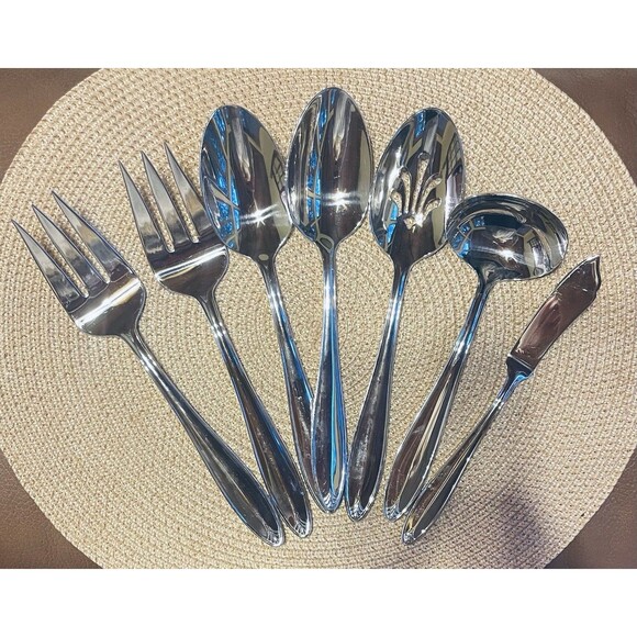 Lenox Covington 18/10 Stainless 7pc Hostess Serving Set Vietnam DISCONTINUED - Picture 1 of 8